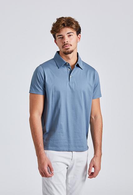 Stenströms Mercerized Cotton Polo Shirt Blue